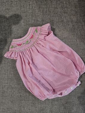 Classic Whimsy Smocked Watermelon Bubble Romper